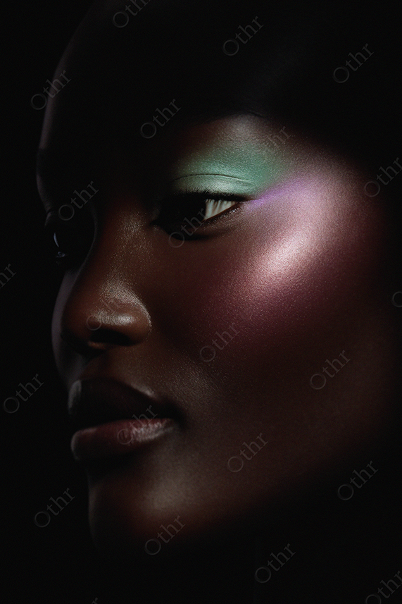 Close-Up of Woman With Iridescent Eye Makeup