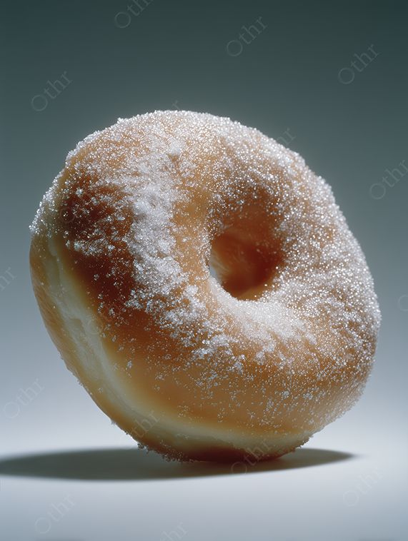 Sugar-Dusted Doughnut on Grey-Blue Gradient Background