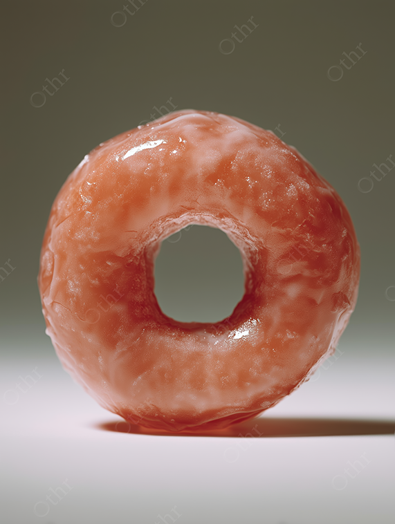 Glazed Doughnut with Pink Icing on Soft Gradient Background