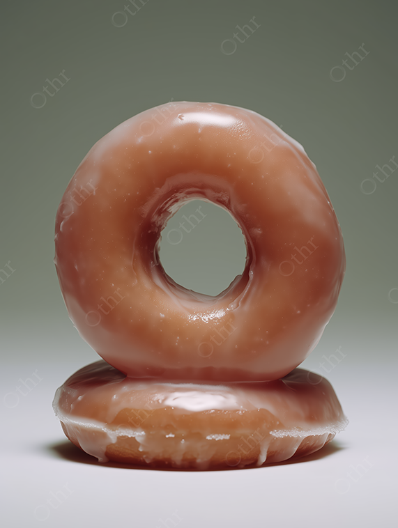 Stacked Glazed Doughnuts on Olive-Grey Background