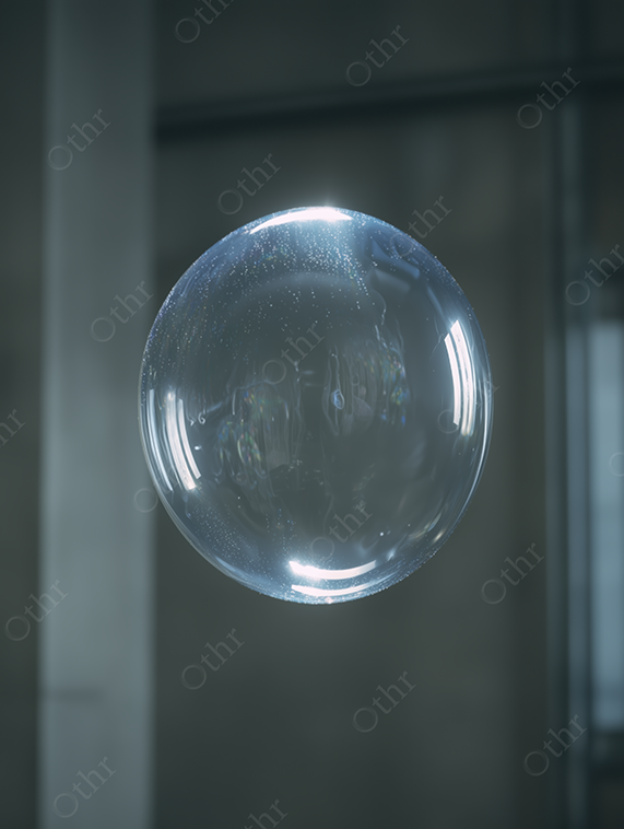 Single Transparent Soap Bubble Floating Indoors