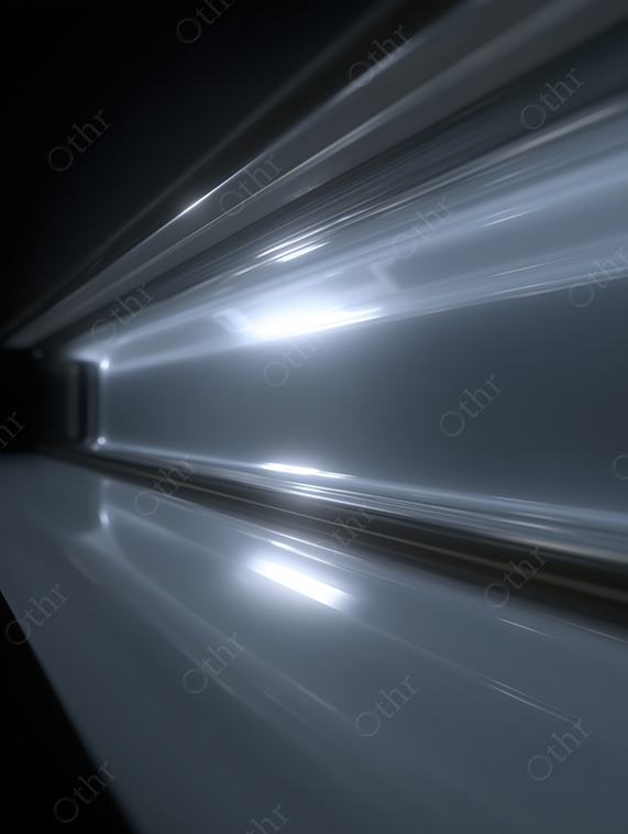 Abstract Metallic and Glass Surface With Blue Light Reflections in Perspective
