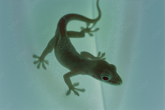 Close-Up of Gecko Climbing on Frosted Glass Surface