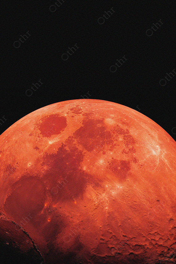 Close-Up of Red Moon Against Black Night Sky