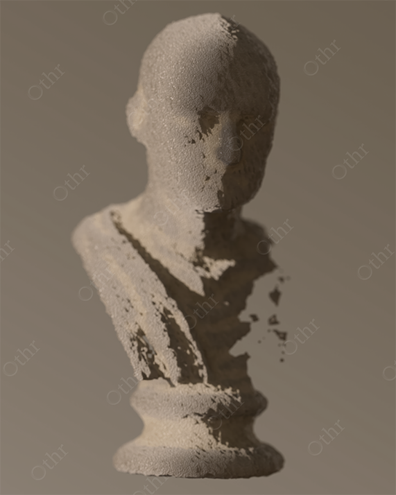 Abstract Human Bust Sculpture With Fragmented Stone Surface and Soft Directional Lighting
