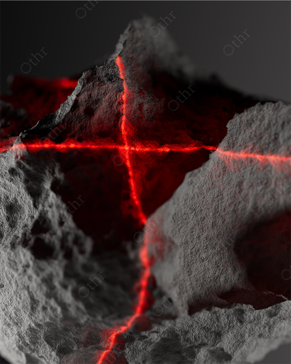 Rough Stone Surface Split by Glowing Red Fissures Under Dramatic Studio Lighting