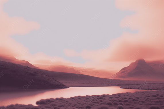 Dreamy Pink Mountain Landscape