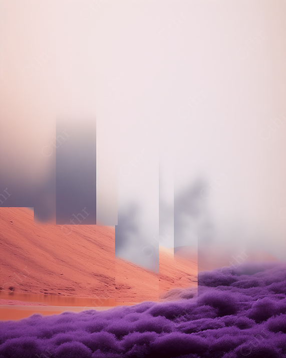 Glitch Art of Lilac Moss and Red Dune Dissolving into Fog