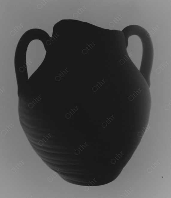 Monochrome Black Ceramic Vase on Grey Background
