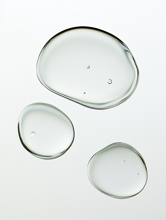 Clear Serum Droplets on White Background