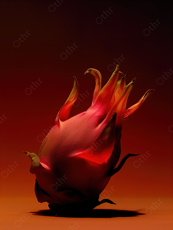 Dragon Fruit on Warm Red Gradient Background