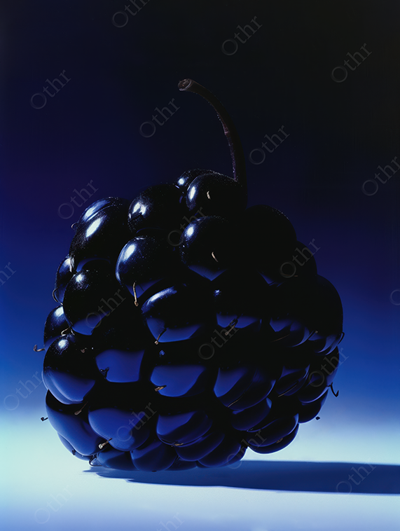 Shiny Blackberry on Gradient Blue Background