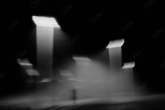 Black and White Blurry Street Lights