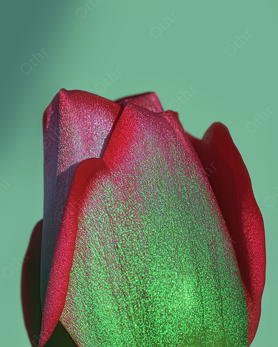 Red and green illuminated petal