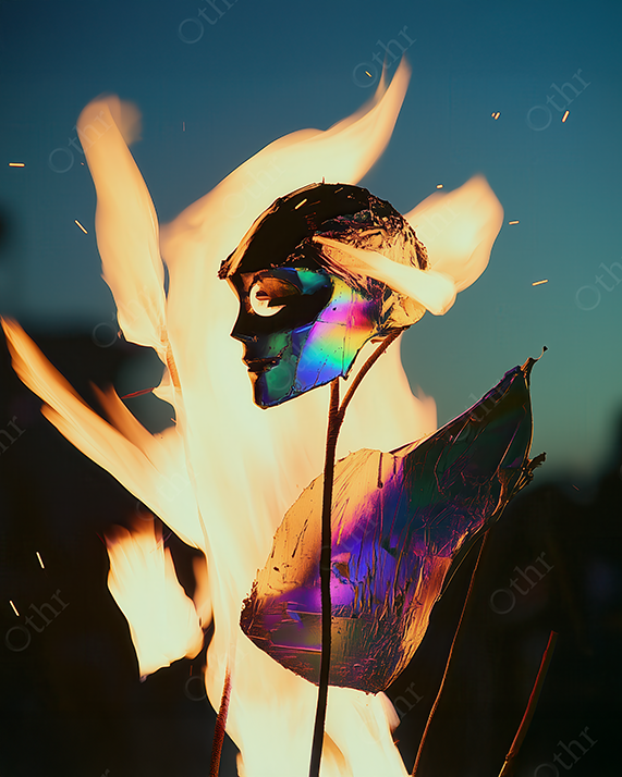 Human figure with flame head