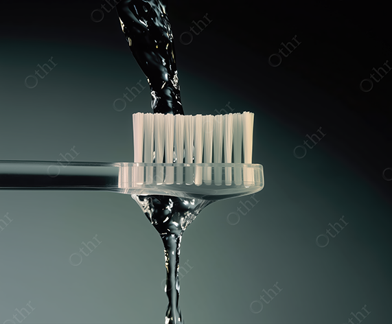 Water Pouring onto a Toothbrush on a Gradient Background