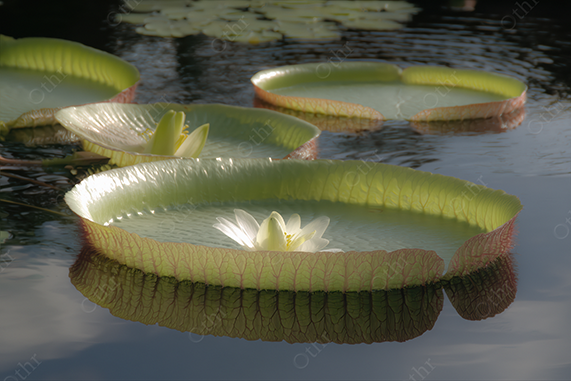 Close-up of a Large Bolivian Lilly-Pads in the Water