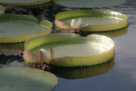 Close-up of a Large Bolivian Lilly-Pads in the Water