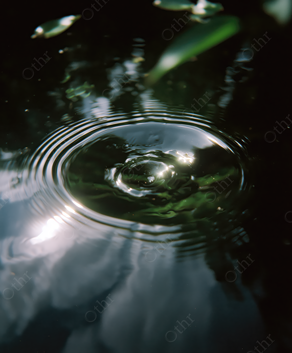 Close-up of a Circular Water Ripple in a Pond