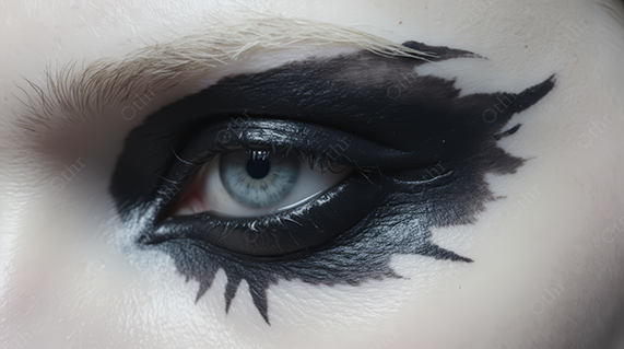 Close-Up of Eye with Graphic Black Winged Eyeliner