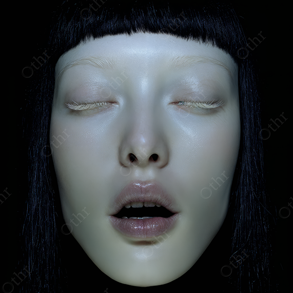 Close-up of a Pale Person with Closed Eyes and Slightly Open Mouth