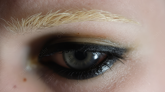 Macro of Eye with Bleached Eyebrow and Smudged Eyeliner