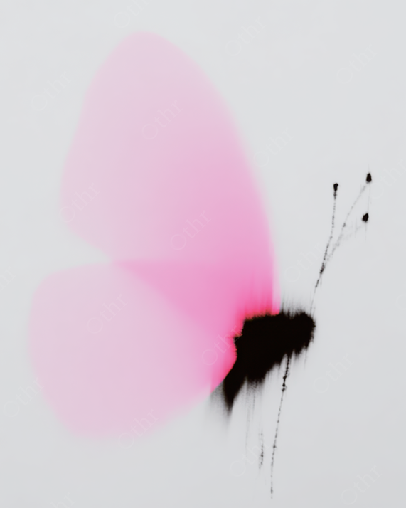 Abstract Butterfly Form With Soft Pink Wings and Black Body on Pale Background