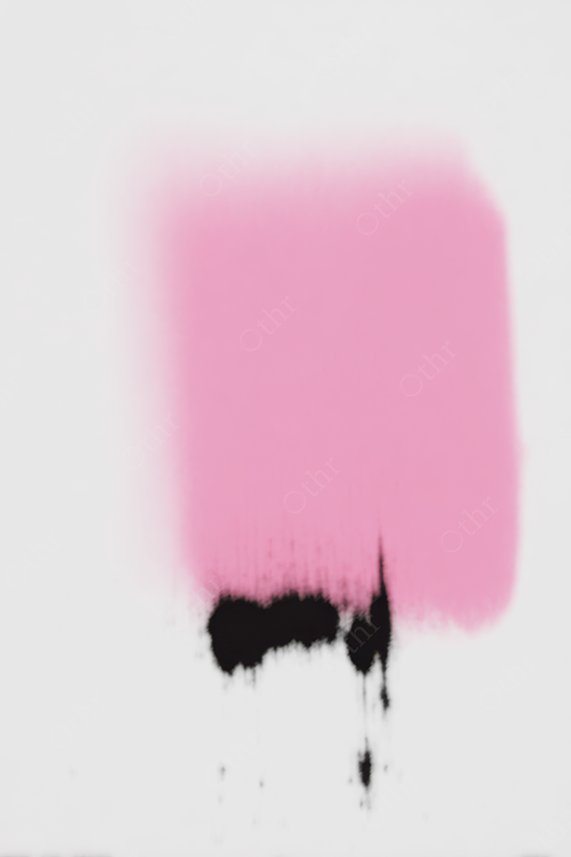 Abstract Minimal Form With Pink Gradient Block and Black Ink Streaks on White Background