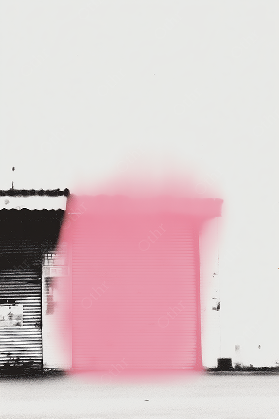 Minimalist Urban Facade With Pink Roller Door and Monochrome Building