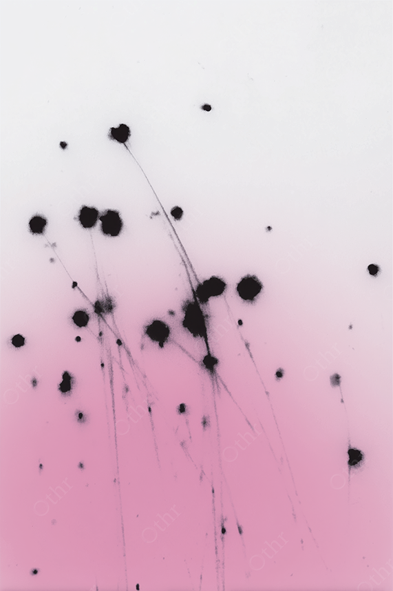 Abstract Ink Splatter Pattern on Pink Gradient Background