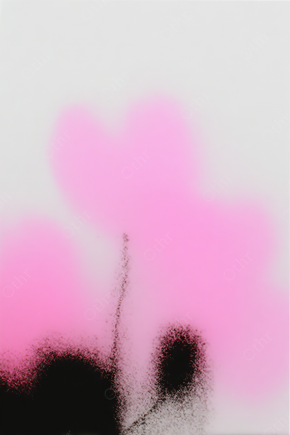 Abstract Floral Silhouette With Black Base and Pink Petal Shapes on White Background