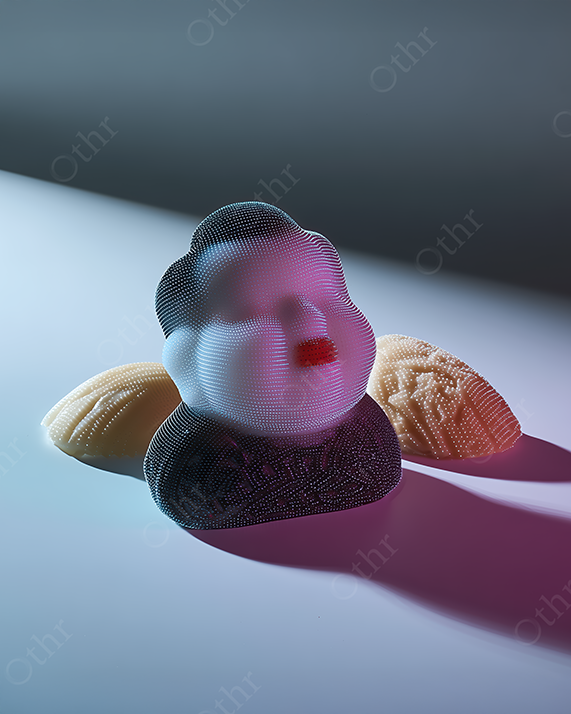 Abstract Bust With Dual Colour Lighting and Textured Shell Forms