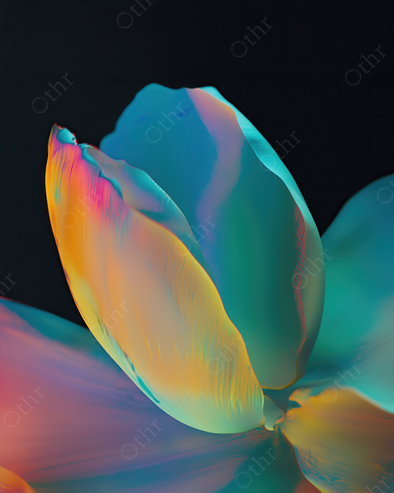 Close-Up of Multicoloured Tulip Petals Under Soft Gradient Lighting