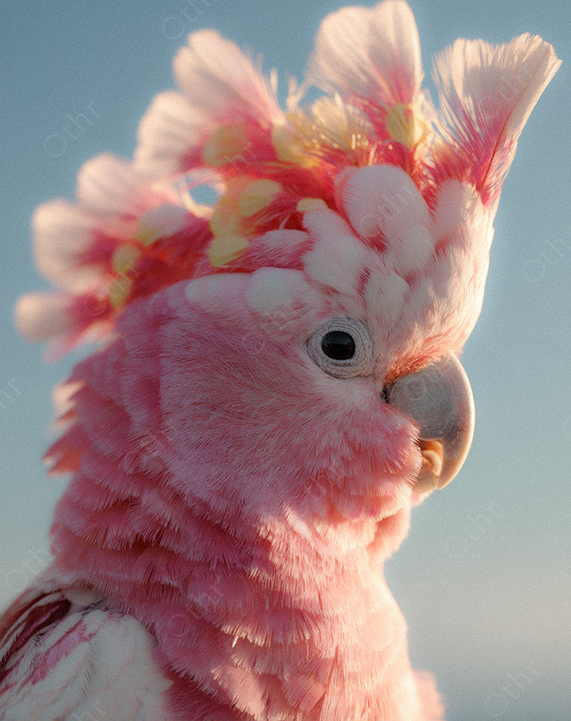 Pink Cockatoo With Decorative Crest Feathers in Soft Sunset Light