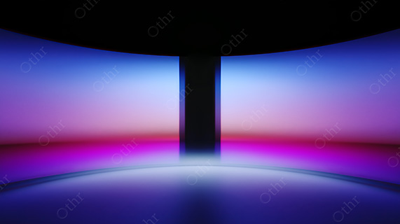 Abstract Glowing Landscape Gradient In Blue And Magenta
