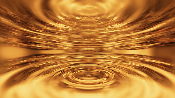 Golden Liquid Forming a Symmetrical Abstract Shape