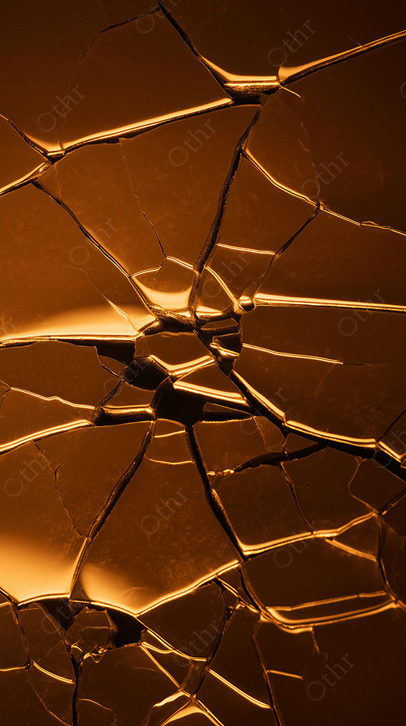 Golden Cracked Surface With Radiating Fracture Lines