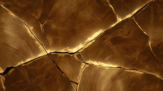 Golden Cracked Surface With Deep Fracture Lines and Warm Reflections