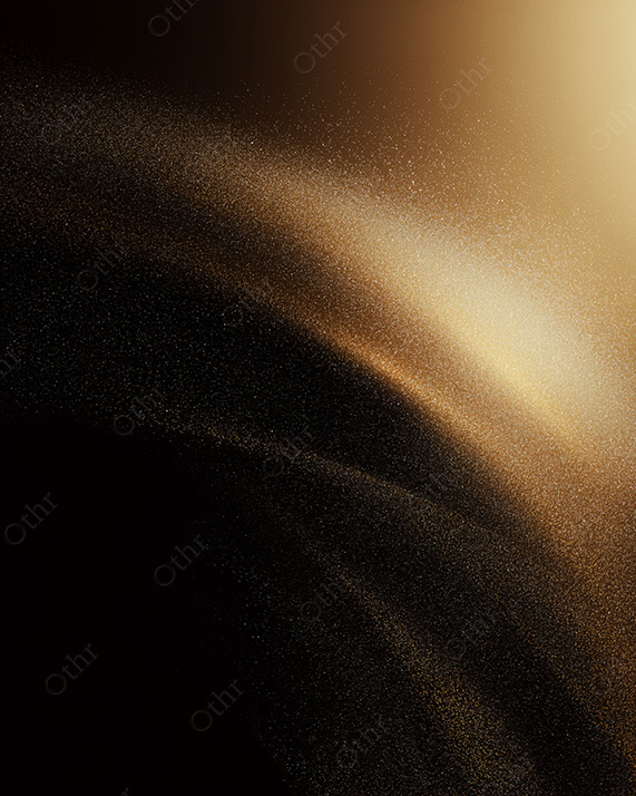 Golden Particle Wave Arcing Through Soft Light and Deep Shadow