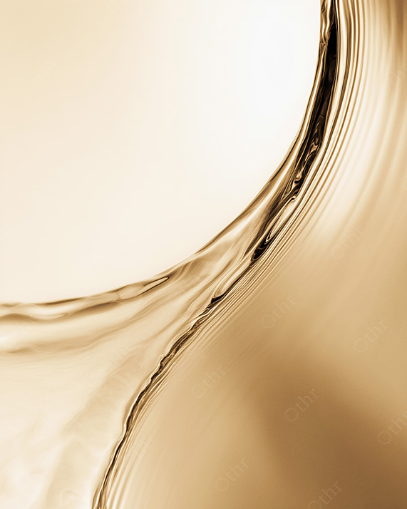 Golden Liquid Flowing in a Curved Stream on Light Background