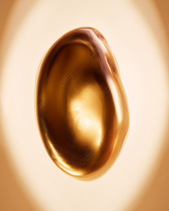 Smooth Golden Organic Form Floating in Soft Warm Light