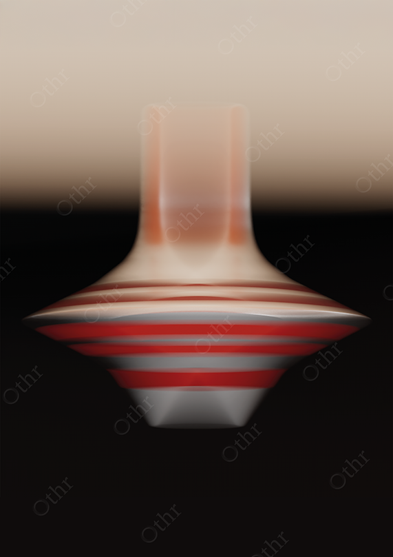Close-Up of Red and White Spinning Top With Soft Motion Blur Against Dark Gradient Background – Still Life
