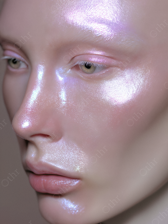 Portrait of a Person with Iridescent Glowing Skin