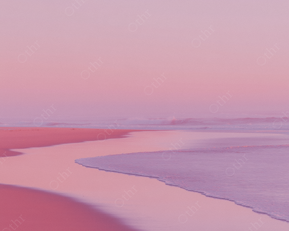 Serene pastel ocean view with pink and purple dreamy colours.