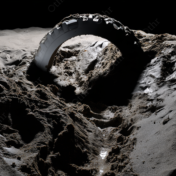 A tyre buried in dirt