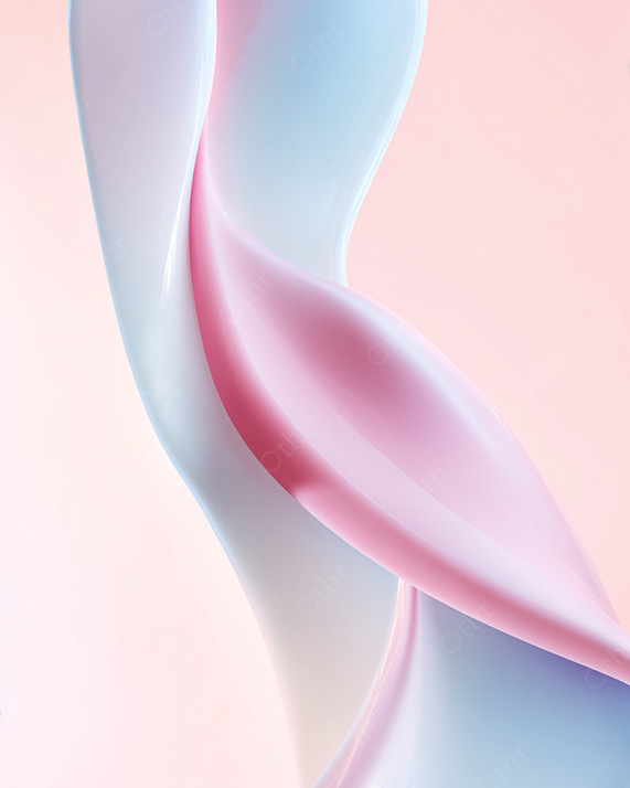 Twisting Abstract Ribbon Form With Pastel Colours on Soft Background