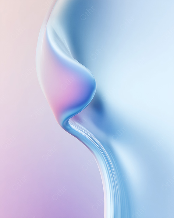 Close-Up Abstract Fluid Curve With Glossy Surface and Pastel Gradient Lighting