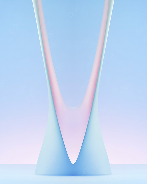 Tall Abstract V-Shaped Form With Smooth Pastel Surfaces on Studio Background