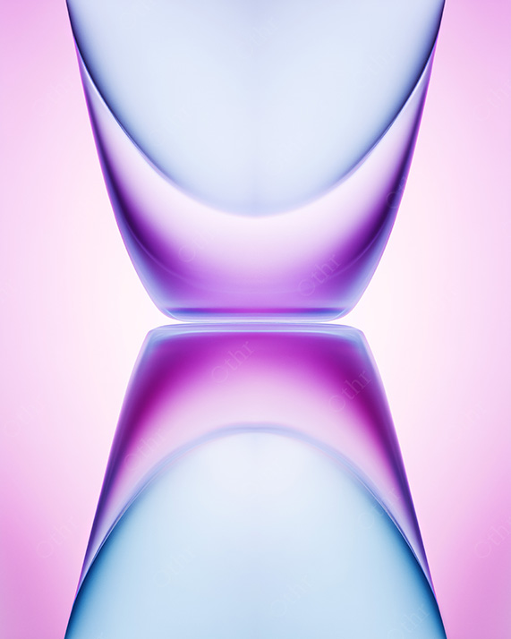Symmetrical Abstract Curved Forms With Glossy Finish and Pastel Reflection