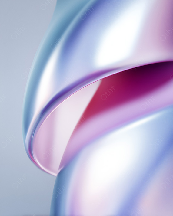Close-Up Abstract Twisting Form With Glossy Pastel Surfaces and Soft Studio Light
